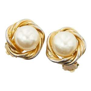 Chanel Vintage Pearl Earrings, Gold Plated, Women's.